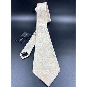 NWT Cream & Gold Barry Wang Necktie 100% Silk Prom Wedding
